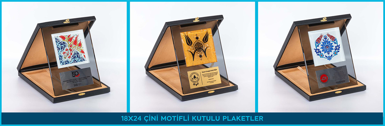 18x24 Çini Motifli Kutulu Plaketler